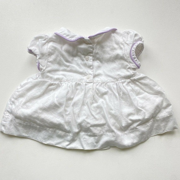 JANIE AND JACK Layette Bunny Dress White Purple Cotton Easter Spring Infant 3-6m - Picture 5 of 8